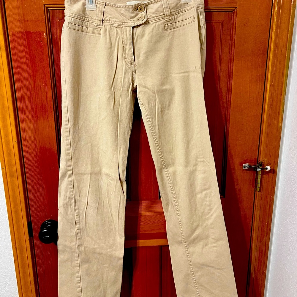 Beige Straight-Leg Pants